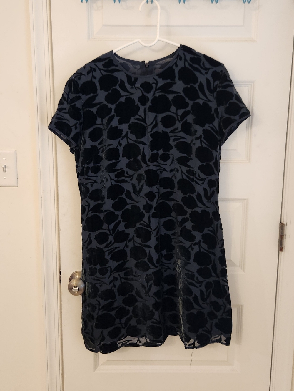 Banana Republic Black Rayon Silk Floral Dress Short Sleeve Size 12 #NN1313